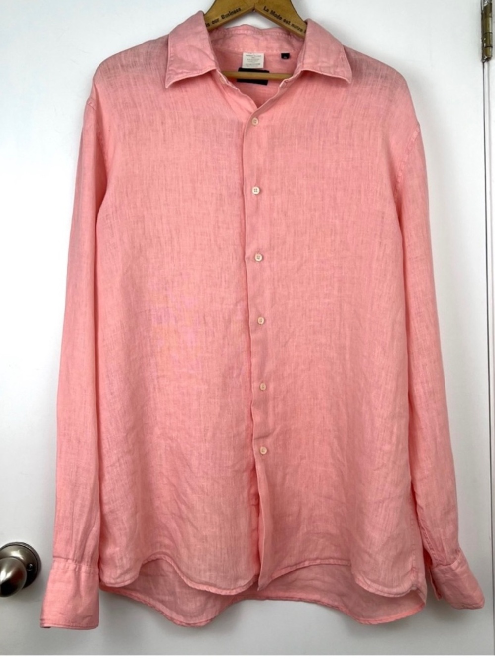 Robert Friedman Made In Italy Fine Linen Men’s Shirt size XL Rose Quiet Luxury
